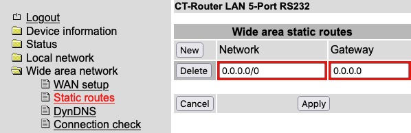 WAN Static Routes