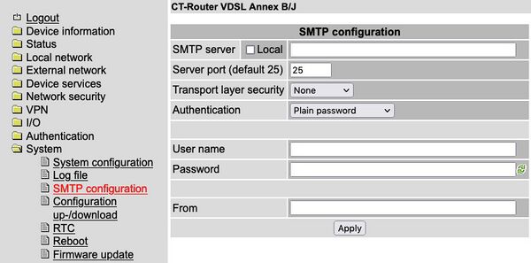 SMTP Cobfiguration